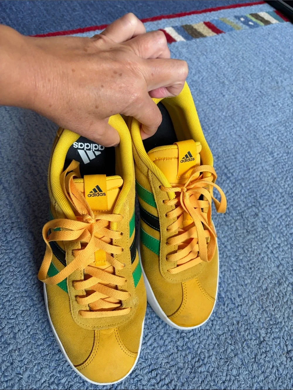 Adidas Yellow and Green VL COURT 3 Sneakers with Signature Stripes